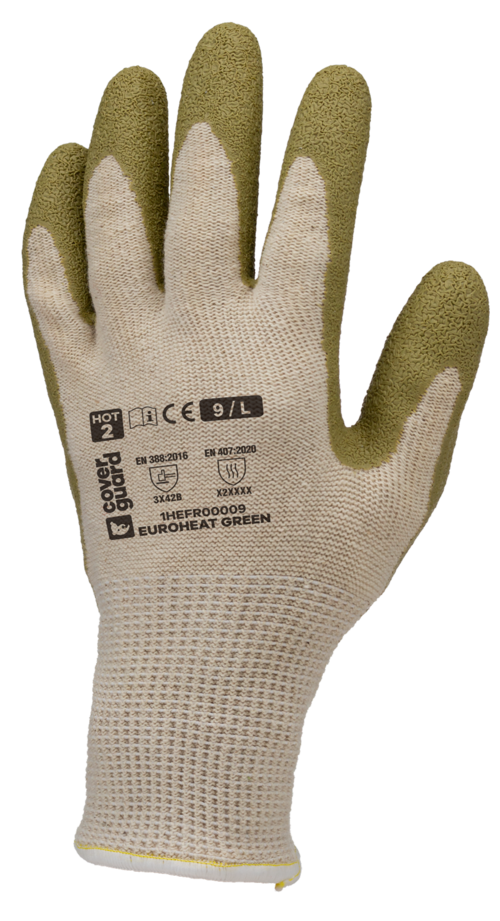 Gants EUROHEAT GREEN J13 cotPE recyclé latex vert CAR - 1HEFR0P