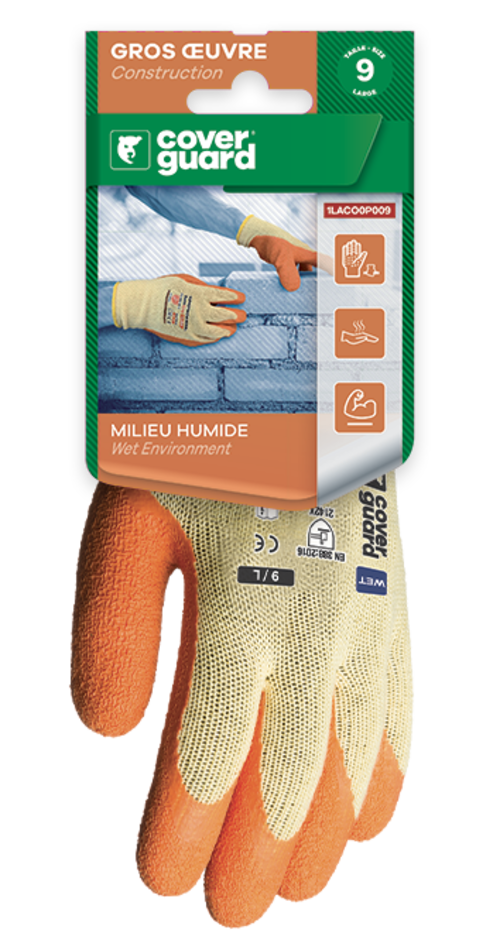 Gants EUROSTRONG 10L800 J10 end. latex orange CAR - 1LACO0P