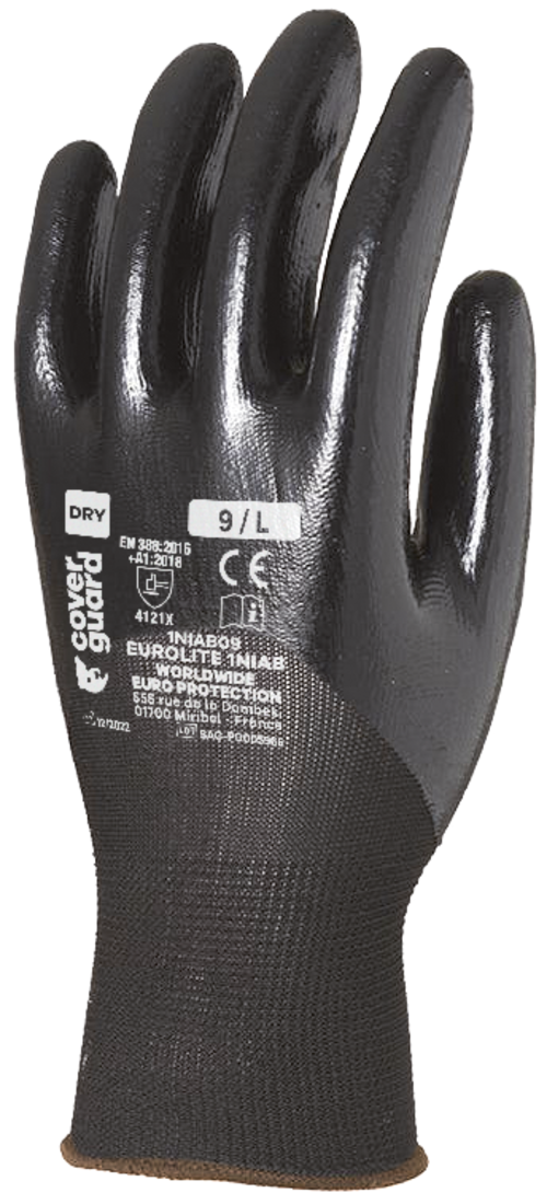Gants EUROLITE 1NIAB J15 PE noir end. 3/4 nitrile noir - 1NIAB